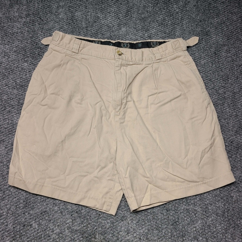 Vintage Jantzen mens shorts Golf Khaki Beige  size L %100 Cotton